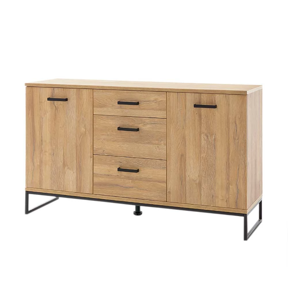 Sideboard mit schwarzem Bügelgestell offen - Truvisas Sideboard Mit Schwarzem Bügelgestell Offen - Truvisas -Landuva Shop sideboard mit schwarzem buegelgestell offen wildeiche nachbildung truvisas f