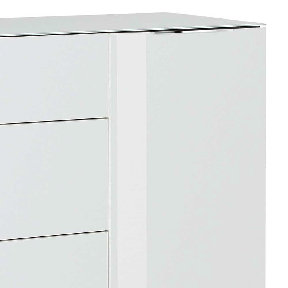 Sideboard mit vier Schubladen & zwei Türen - Hemstri Sideboard Mit Vier Schubladen & Zwei Türen - Hemstri -Landuva Shop sideboard mit vier schubladen zwei tueren in weiss glas mit anthrazit hemstri 03