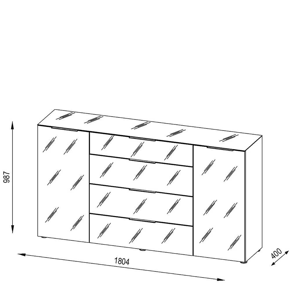 Sideboard mit vier Schubladen & zwei Türen - Hemstri Sideboard Mit Vier Schubladen & Zwei Türen - Hemstri -Landuva Shop sideboard mit vier schubladen zwei tueren in weiss glas mit anthrazit hemstri 05