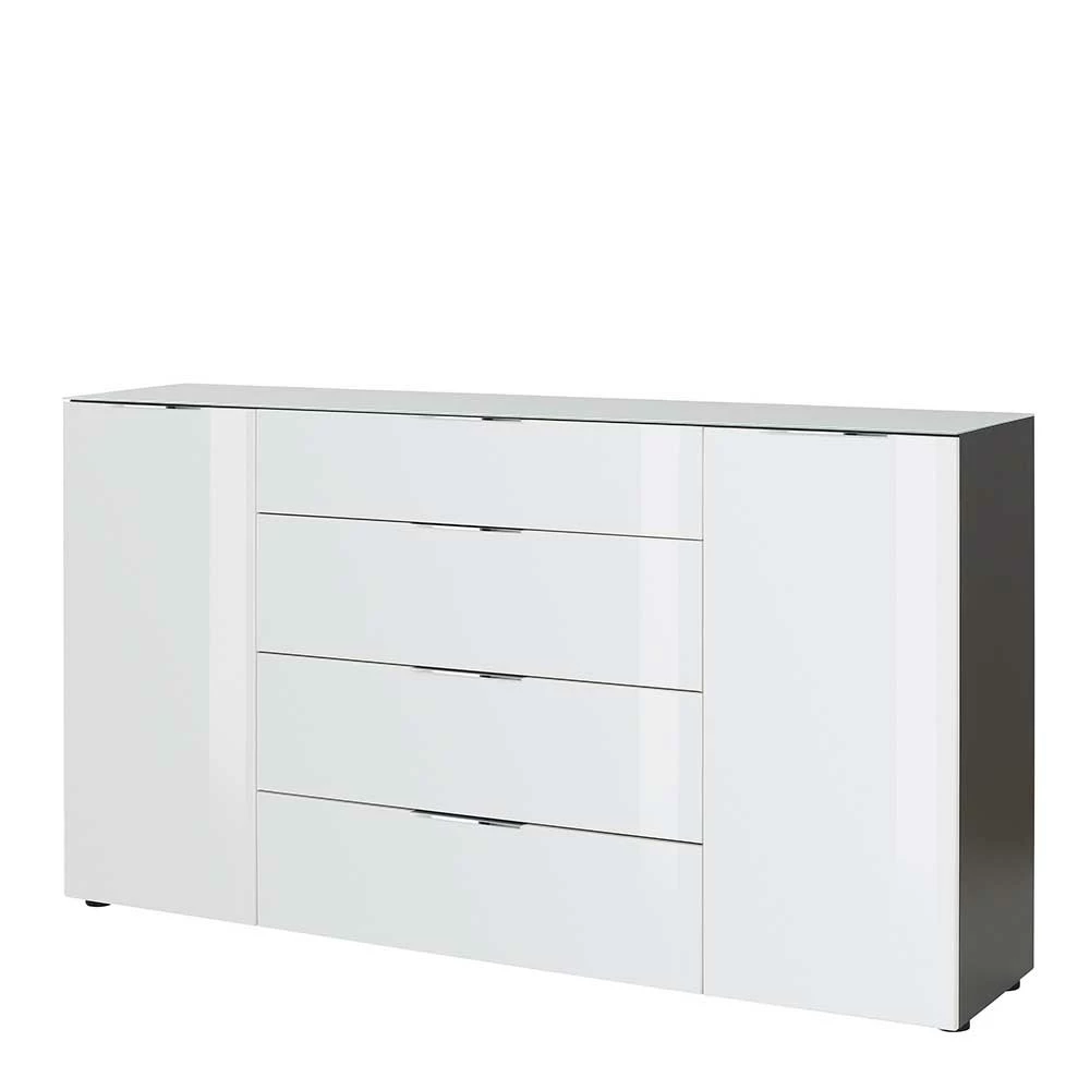 Sideboard mit vier Schubladen & zwei Türen - Hemstri Sideboard Mit Vier Schubladen & Zwei Türen - Hemstri -Landuva Shop sideboard mit vier schubladen zwei tueren in weiss glas mit anthrazit hemstri f