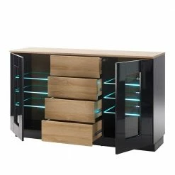 Sideboard Vitrine 136x85x43 Cm - Fincaldon 5 Sideboard Vitrine 136x85x43 Cm - Fincaldon -Landuva Shop sideboard vitrine 136x85x43 cm in schwarz hg wildeiche nb fincaldon 03