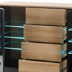 Sideboard Vitrine 136x85x43 Cm - Fincaldon 6 Sideboard Vitrine 136x85x43 Cm - Fincaldon -Landuva Shop sideboard vitrine 136x85x43 cm in schwarz hg wildeiche nb fincaldon 04