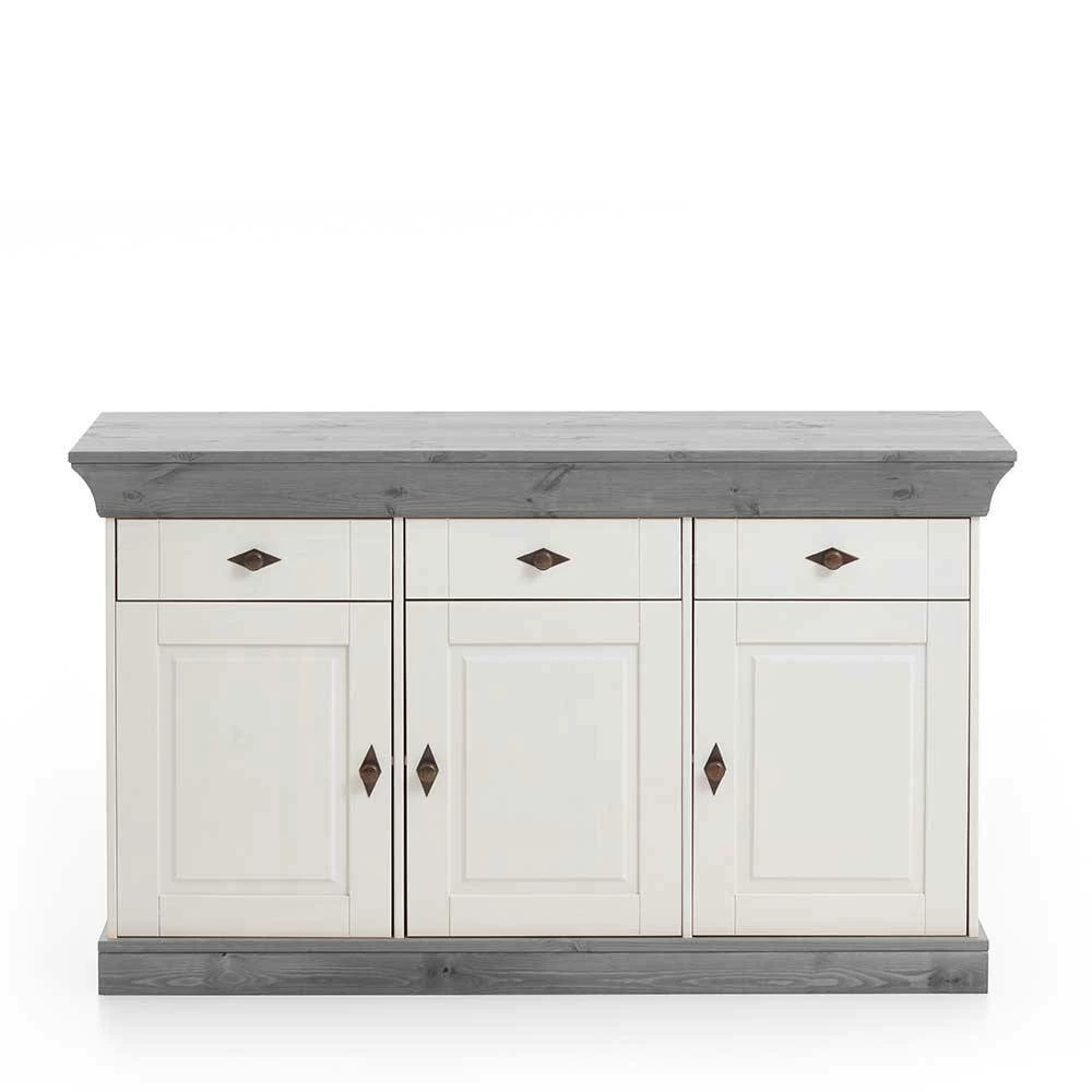 Sideboard Mirandesca in Weiß Grau Sideboard Mirandesca In Weiß Grau -Landuva Shop sideboard weiss grau landhausstil mirandesca 01