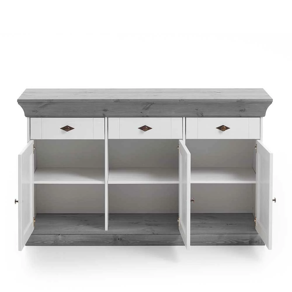 Sideboard Mirandesca in Weiß Grau Sideboard Mirandesca In Weiß Grau -Landuva Shop sideboard weiss grau landhausstil mirandesca 02