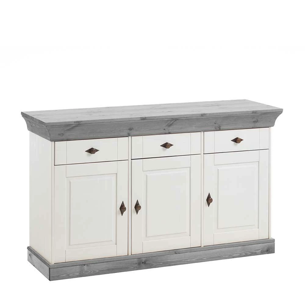 Sideboard Mirandesca in Weiß Grau Sideboard Mirandesca In Weiß Grau -Landuva Shop sideboard weiss grau landhausstil mirandesca f