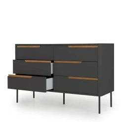Skandi Design-Kommode Mit Sechs Schubladen - Anziano 5 Skandi Design-Kommode Mit Sechs Schubladen - Anziano -Landuva Shop skandi design kommode mit sechs schubladen in anthrazit mit eiche anziano 03
