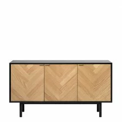 Skandi Türen Sideboard Mit Fischgrät Design - Carneys -Landuva Shop skandi tueren sideboard mit fischgraet design in eiche schwarz carneys 02
