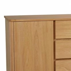 Teilmassives Retro Sideboard In Eiche - Adunia -Landuva Shop teilmassives retro sideboard in eiche mit 3 schubladen 2 tueren adunia 05