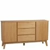 Teilmassives Retro Sideboard In Eiche - Adunia -Landuva Shop teilmassives retro sideboard in eiche mit 3 schubladen 2 tueren adunia f