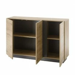 Türen-Kommode Mit Sockelgestell - Lairian -Landuva Shop tueren kommode mit sockelgestell in wildeiche optik dunkelgrau lairian 03