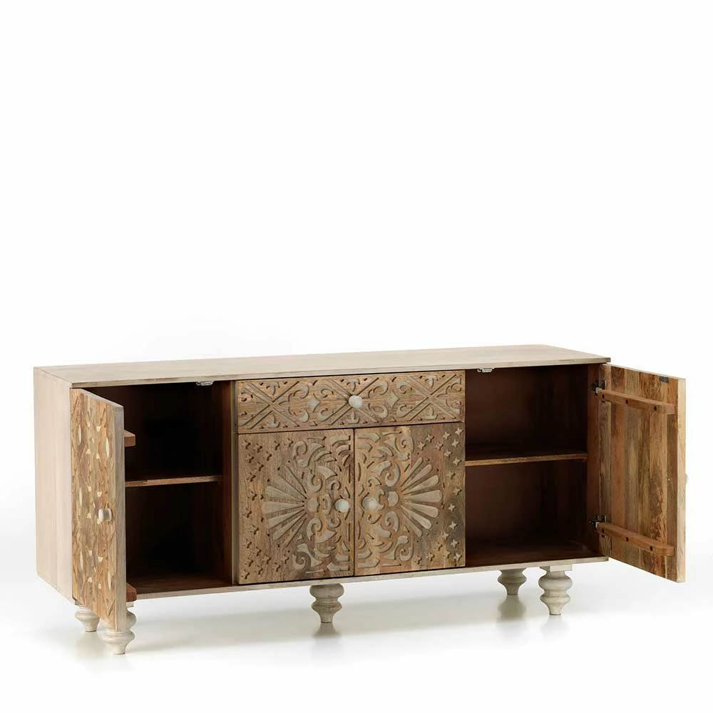 Vintage Landhaus Design Sideboard in White Wash - Zinova Vintage Landhaus Design Sideboard In White Wash - Zinova -Landuva Shop vintage landhaus design sideboard in white wash aus mangobaum massivholz zinova 04