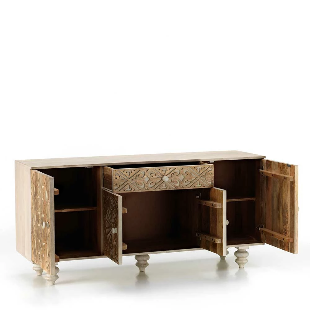 Vintage Landhaus Design Sideboard in White Wash - Zinova Vintage Landhaus Design Sideboard In White Wash - Zinova -Landuva Shop vintage landhaus design sideboard in white wash aus mangobaum massivholz zinova 05