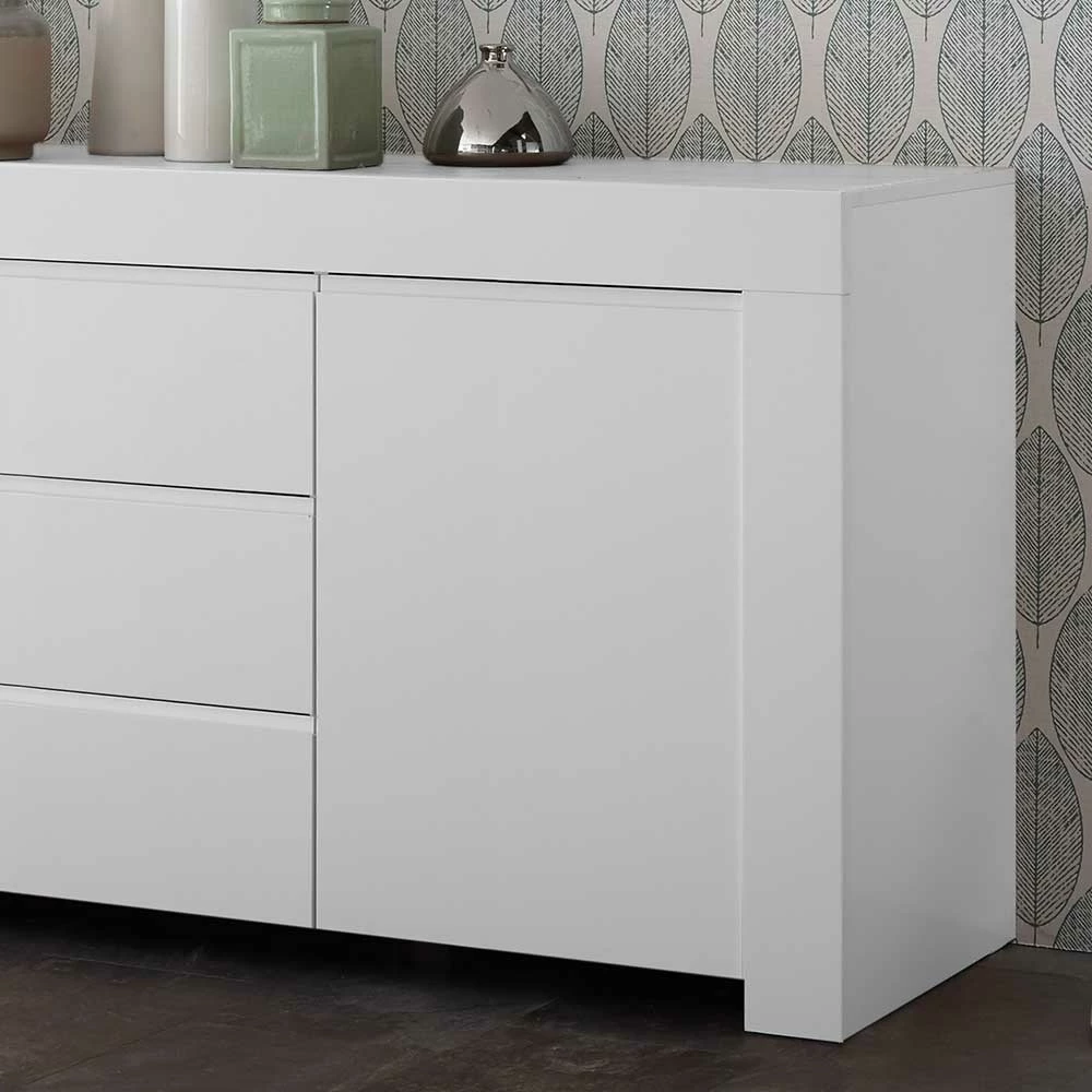 Weiß lackiertes Sideboard mit 184 cm Breite - Mikes I Weiß Lackiertes Sideboard Mit 184 Cm Breite - Mikes I -Landuva Shop weiss lackiertes sideboard mit 184 cm breite 2 tuerig 3 schubladen mikes i 03
