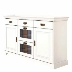 Weiße Landhaus Kommode Aus Holz Mit Glas - Akbelev