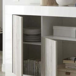 Weiße Türen Kommode Mit Sockelgestell - Merenda 7 Weiße Türen Kommode Mit Sockelgestell - Merenda -Landuva Shop weisse tueren kommode mit sockelgestell in hochglanz dekor pinie merenda 05