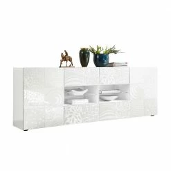 Weißes Hochglanz Sideboard 241 Cm Breit - Vascaub