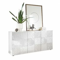 Weißes Hochglanz Türen-Sideboard Bedruckt - Vascaub