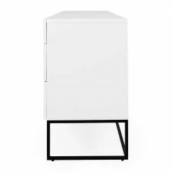 Weißes Sideboard Mit Metall-Bügelgestell - Heydna 4 Weißes Sideboard Mit Metall-Bügelgestell - Heydna -Landuva Shop weisses sideboard mit metall buegelgestell in schwarz heydna 02