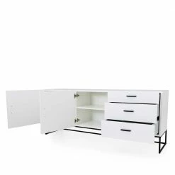 Weißes Sideboard Mit Metall-Bügelgestell - Heydna 6 Weißes Sideboard Mit Metall-Bügelgestell - Heydna -Landuva Shop weisses sideboard mit metall buegelgestell in schwarz heydna 04