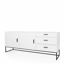 Weißes Sideboard Mit Metall-Bügelgestell - Heydna