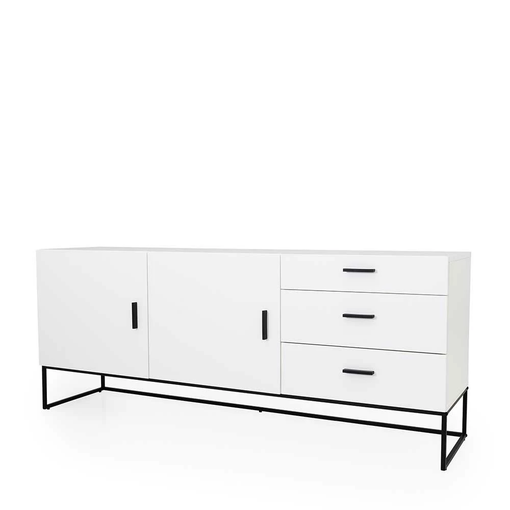 Weißes Sideboard mit Metall-Bügelgestell - Heydna Weißes Sideboard Mit Metall-Bügelgestell - Heydna -Landuva Shop weisses sideboard mit metall buegelgestell in schwarz heydna f