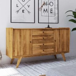 Wildeiche Holz-Sideboard 160 Cm Breit - Hardus -Landuva Shop wildeiche holz sideboard 160 cm breit mit vier schubladen zwei tueren hardus 02