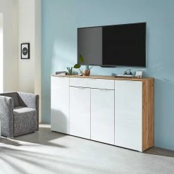 Wohnraum Sideboard In 180x105x40 Cm - Reestyl 8 Wohnraum Sideboard In 180x105x40 Cm - Reestyl -Landuva Shop wohnraum sideboard in 180x105x40 cm und weiss glas eiche reestyl 01