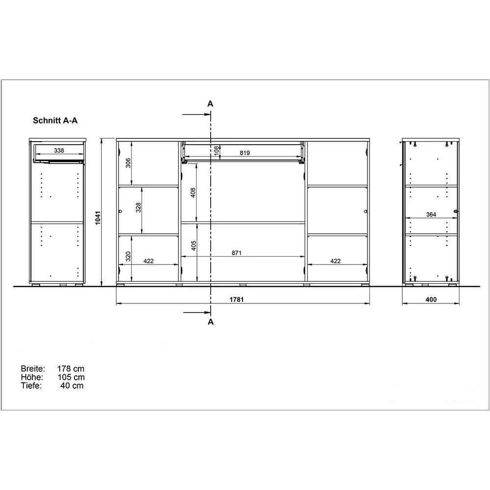 Wohnraum Sideboard In 180x105x40 Cm - Reestyl 7 Wohnraum Sideboard In 180x105x40 Cm - Reestyl – Bild 5