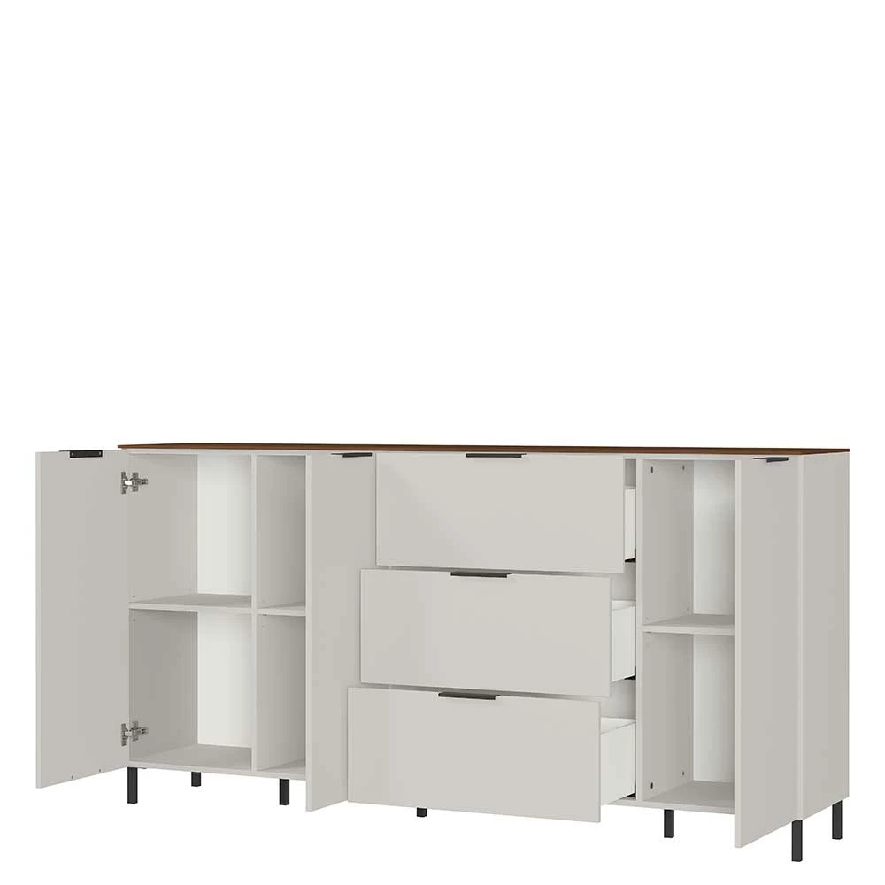 Wohnzimmer Kommode in Hellgrau & Nussbaum - Anlogian Wohnzimmer Kommode In Hellgrau & Nussbaum - Anlogian -Landuva Shop wohnzimmer kommode in hellgrau nussbaum 192x98x40 cm anlogian 04