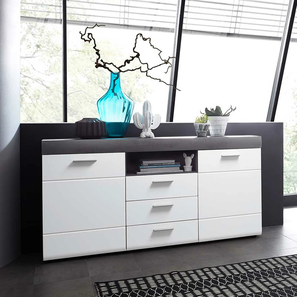 Wohnzimmer Sideboard Loesia in Weiß Wohnzimmer Sideboard Loesia In Weiß -Landuva Shop wohnzimmer sideboard in weiss und grau loesia 02