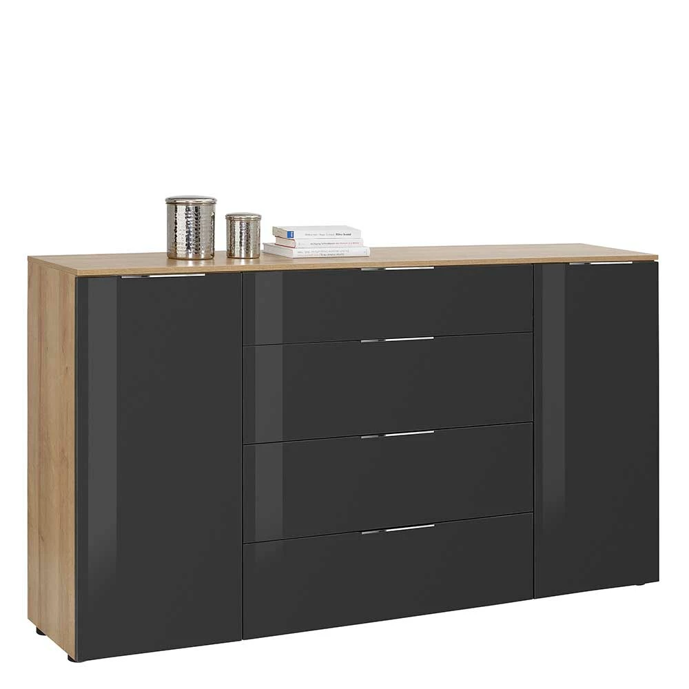 Wohnzimmer Sideboard mit Schubladen & Türen - Scremma Wohnzimmer Sideboard Mit Schubladen & Türen - Scremma -Landuva Shop wohnzimmer sideboard mit schubladen tueren in anthrazit glas eiche dekor scremma 01