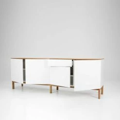 Wohnzimmer Sideboard Dadoncas In Weiß Mit Eiche Furniert -Landuva Shop wohnzimmer sideboard weiss mit eiche furniert grifflos dadoncas 02