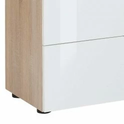 Zweifarbige Kombi-Kommode In Weiß Glas - Ildanov -Landuva Shop zweifarbige kombi kommode in weiss glas und sonoma eiche dekor ildanov 02