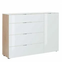 Zweifarbige Kombi-Kommode In Weiß Glas - Ildanov