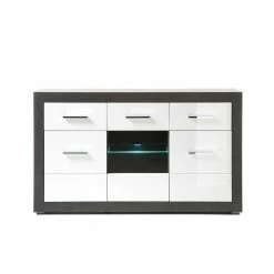 Zweifarbiges Design-Sideboard 97cm Hoch - Istensa -Landuva Shop zweifarbiges design sideboard 97cm hoch in weiss hochglanz dunkelgrau istensa 02