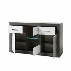 Zweifarbiges Design-Sideboard 97cm Hoch - Istensa -Landuva Shop zweifarbiges design sideboard 97cm hoch in weiss hochglanz dunkelgrau istensa 03